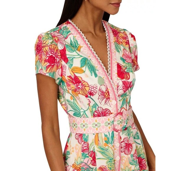 Adrianna by Adrianna Papell Women's Floral-Print Romper (NO BELT INCLUDED) 14 - Picture 3 of 12